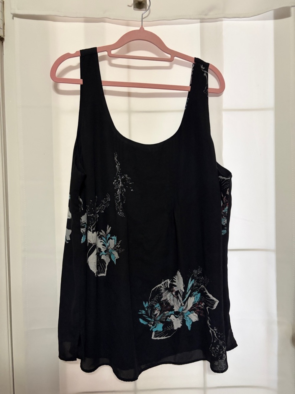 Penningtons Black Floral Sleeveless Camisole with Teal Accents